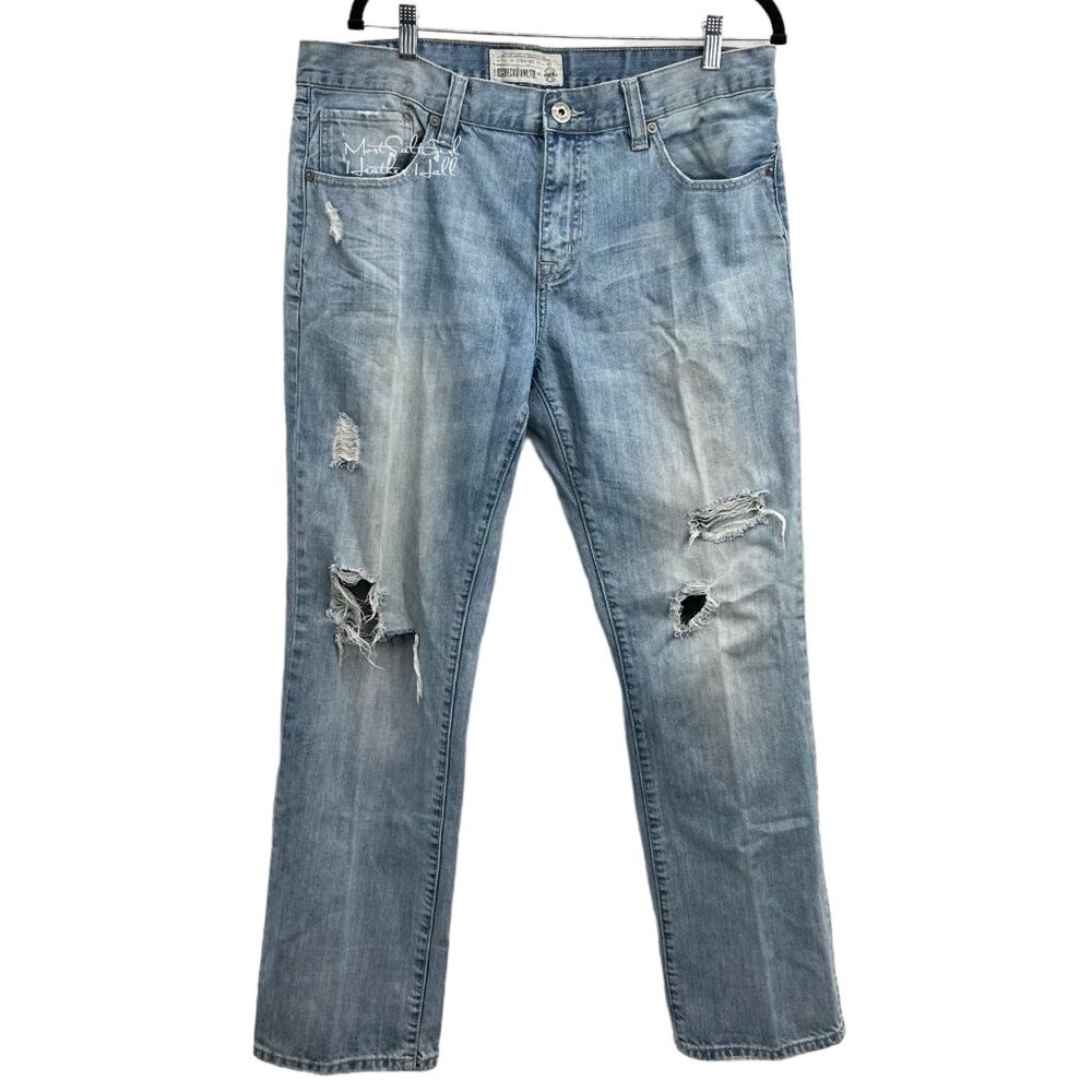 Ecko Unltd. 714 Straight Fit Ripped Distressed Jeans Size 36/32